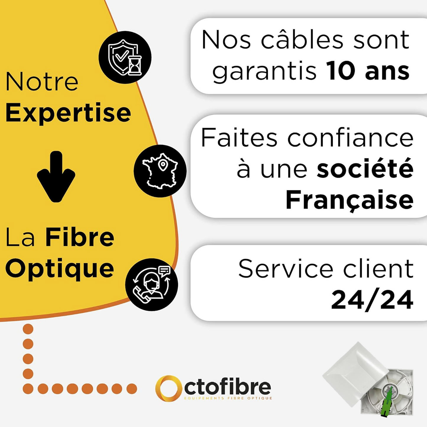 Rallonge Fibre Optique Invisible Sur Enrouleur - Octofibre